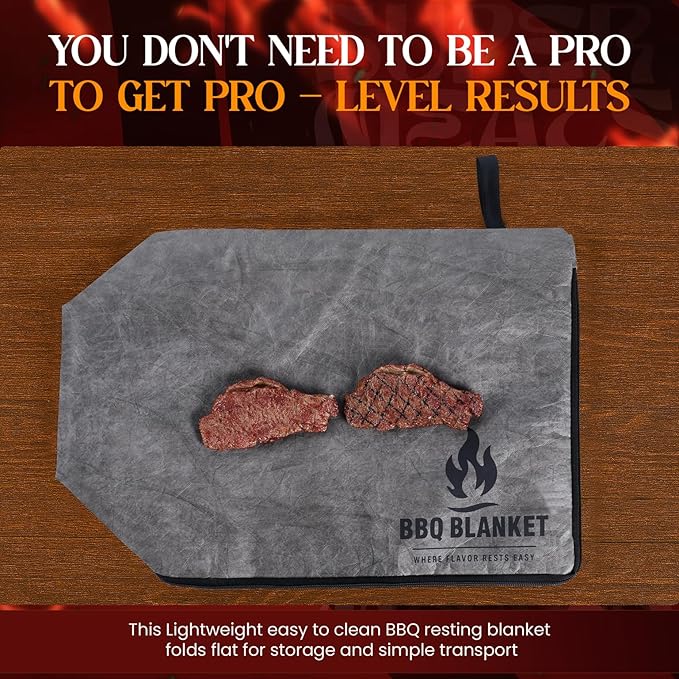 Portable Insulated BBQ Blanket for Resting Meat with Wide Mouth & Zipper – Multi-Layer Leakproof BBQ Resting Bag for Smoking, Grilling, Pulled Pork Shoulders, Steaks, Briskets, Beef, Turkey
