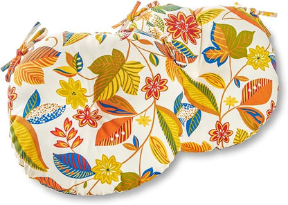 Greendale Home Fashions 15-inch Outdoor Round Bistro Seat Cushion, 2 Count (Pack of 1), Foliage