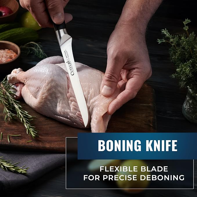 Cutluxe Butcher Knife Set, Brisket, Breaking, Boning & Fillet for Meat | BBQ Carving Blades, Ultra Sharp German Steel, Full Tang Ergonomic Handles – Grilling Gift for Men