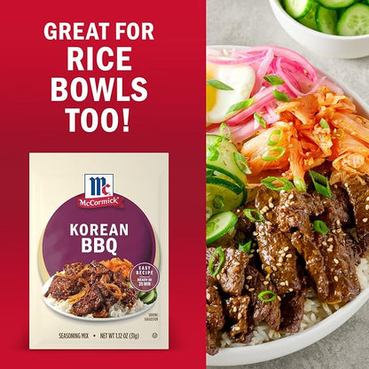 McCormick Seasoning Mix, Korean BBQ, For Sweet & Savory Korean BBQ Steak in Just 25 Minutes, 1.12 oz (Pack of 12)