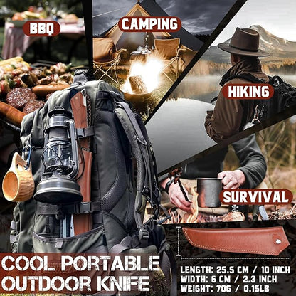 ROCOCO Butcher Meat Cleaver Knife - Boning Knife with Sheath for Kitchen Camping BBQ Birthday Thanksgiving 8.8"