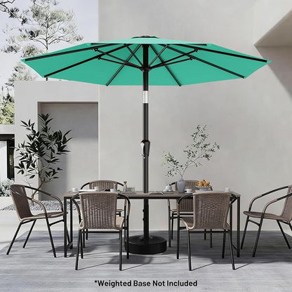 AreShark 9 FT Patio Umbrella for Outdoor, Outdoor Table Umbrella with Push Button Tilt and Crank, Outdoor Patio Umbrellas with 8 Sturdy Ribs for Market, Garden, Pool (Peacoke Blue)