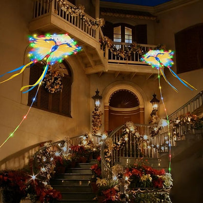 Toodour Solar Butterfly Lights Outdoor, 2.9Ft 174 LED Waterproof Kite Butterfly Garden Decor, 8 Modes Multicolor Solar Garden Lights for Home Yard Patio Camping Decor- Blue & Yellow Butterfly