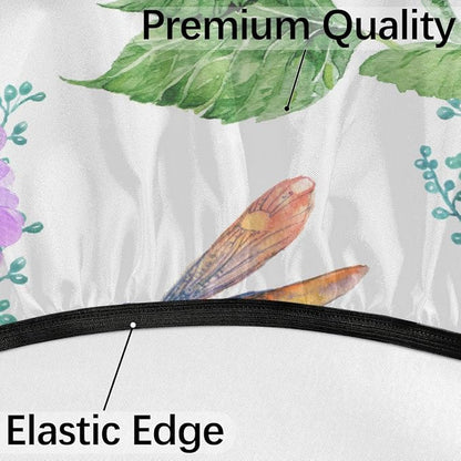 Fitted Round Tablecloth with Umbrella Hole and Zipper Flowers Hydrangeas Outdoor Elastic Table Cloth 36"-44" Oil-Proof Waterproof Dragonflies Patio Table Cover for Picnic Party