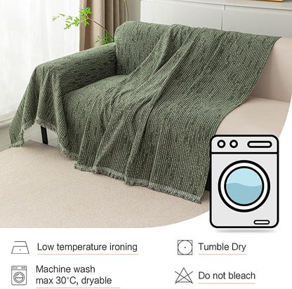 MYSKY HOME Couch Covers for 3 Cushion Couch Sofa, Sectional Couch Cover L Shape Chenille Couch Cushion Covers for Pets, Furniture Protector Cover for Dogs, Kids, 71"X150", Moss Green