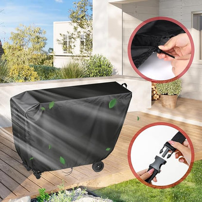 Outdoor Dining Grill Cart Cover - 51" D x 19" W x 34" H, 600D Grill Cart Cover for JY QAQA PET, Heavy Duty Waterproof BBQ Food Prep Table Covers, Black