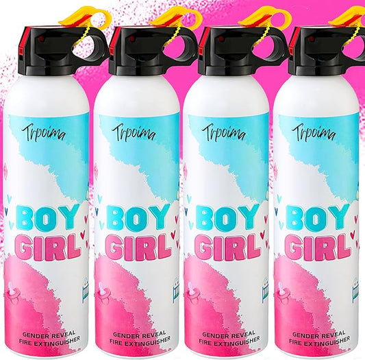 Large Gender Reveal Fire Extinguisher Set for Newborn Baby, 4Pcs Pink Gender Reveal Smoke Bombs, Biodegradable Color Blaster for Cool Gender Reveal Ideas, Confetti Power Cannon Shooter Party Supplies