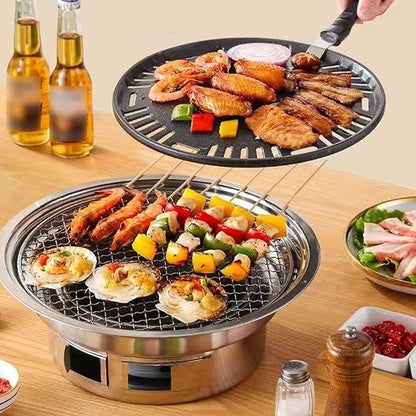 Korean Grill Korean Bbq Grill Portable Charcoal Grills With Non-stick Pan & Net Small Indoor/outdoor Charcoal
