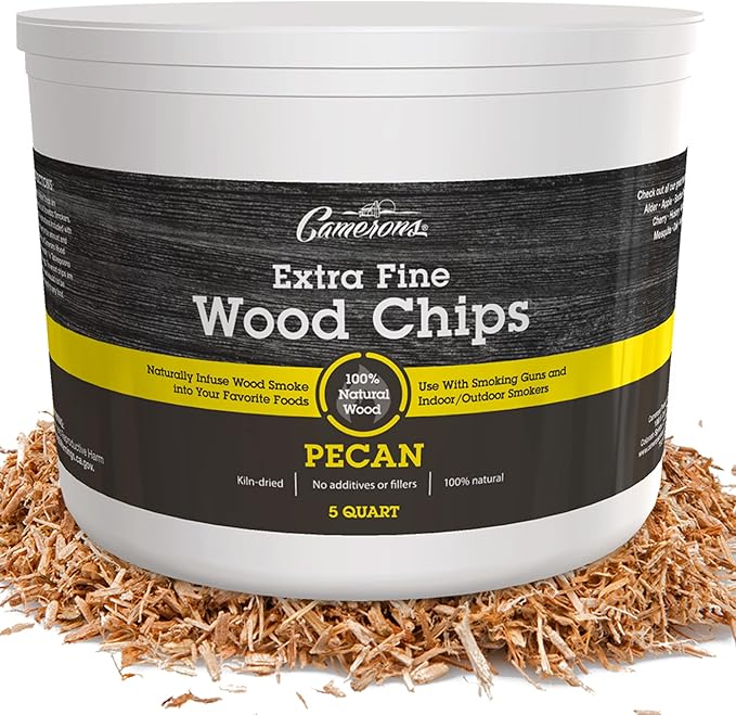 Camerons All Natural Extra Fine Pecan BBQ Wood Chips for Smokers (5 Quart, 4.731L) - Kiln Dried Wood Sawdust Shavings for Cocktail Smoking Guns, Stovetop Smokers, Smoke Boxes - Barbecue Grilling Gifts