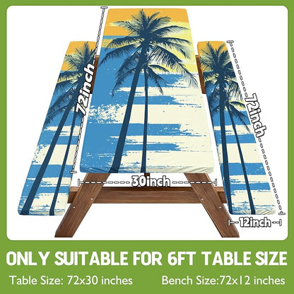 Picnic Table Cover with Bench Covers Table Cloth Tablecloth Glamping Furniture Decor Camp Camper Camping Essentials Outdoor Summer Beach Roadtrip Motorhome Trailer Rv Travel Vacation Canping Gear Kit