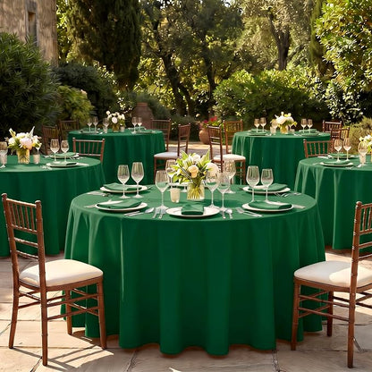 Fitable 6 Pack Hunter Green Round Tablecloths - 90 Inches in Diameter | Wrinkle & Stain Resistant, Washable Polyester Fabric Cloth Cover, For Wedding Party Banquet Formal Events Christmas