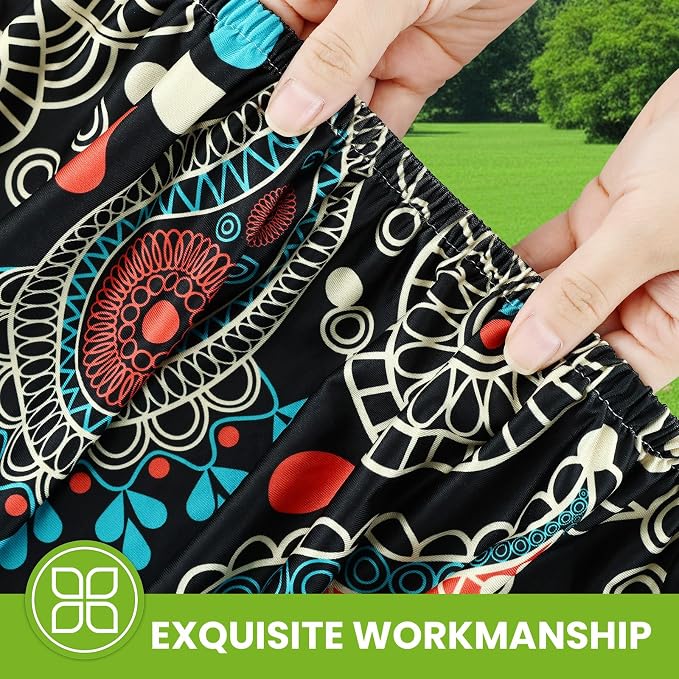Smiry Spandex Fitted Tablecloth for 6 Foot Rectangle Tables, Washable Picnic Table Cover with Elastic, Stretch Reusable Table Cloth for Outdoor, Camping, Dining & Kitchen (Black Paisley, 30"x72")