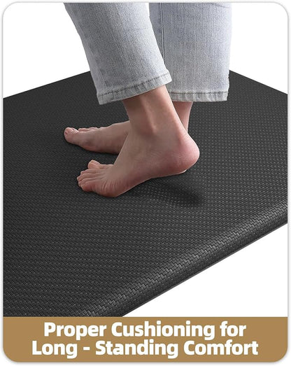 Color&Geometry 0.71" Extra Thick Anti Fatigue Cushion Kitchen Floor Mat,Easy Clean, Water & Oil Proof, Non Slip, Foam Padded Runner Rug for Front Sink,20"x39" Black (2.0Version)
