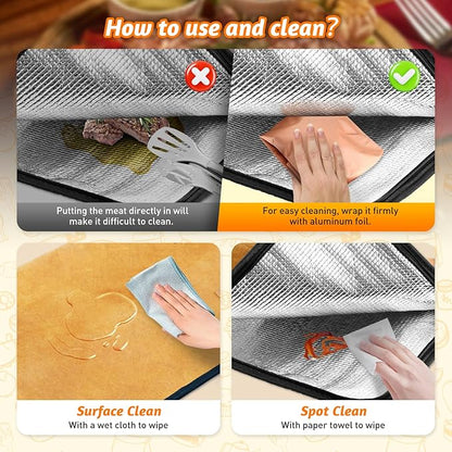BBQ Blanket for Resting Meat, 21in Meat Resting Blanket, Reusable Smoker Grilling Meat Resting Bag with Wide Mouth with Handle Design for Large Brisket/Pork Shoulders/Turkeys,Gifts for Men