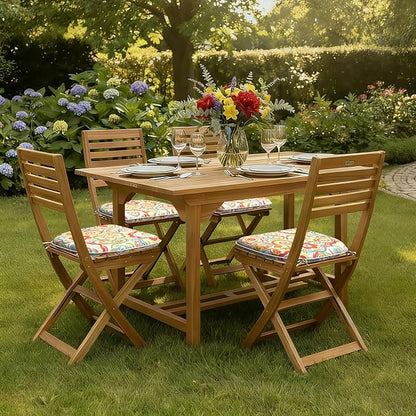 DYTXIII Set of 4 Outdoor Chair Cushions with Ties,Water Repellent Patio Chair Pads 17"x 16" for Outdoor Furniture,Round Corner Seat Cushions for Garden Yard Kitchen Flower Red