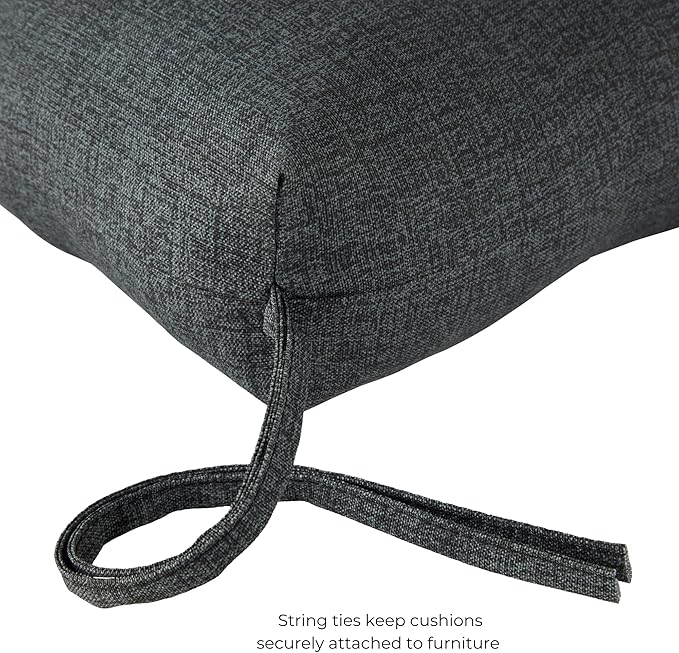 Modern Outdoor Chaise Lounge Cushion with Ties – Durable Polyester Fabric, Channel-Filled Polyfiber Insert, Removable Zippered Cover, Carbon