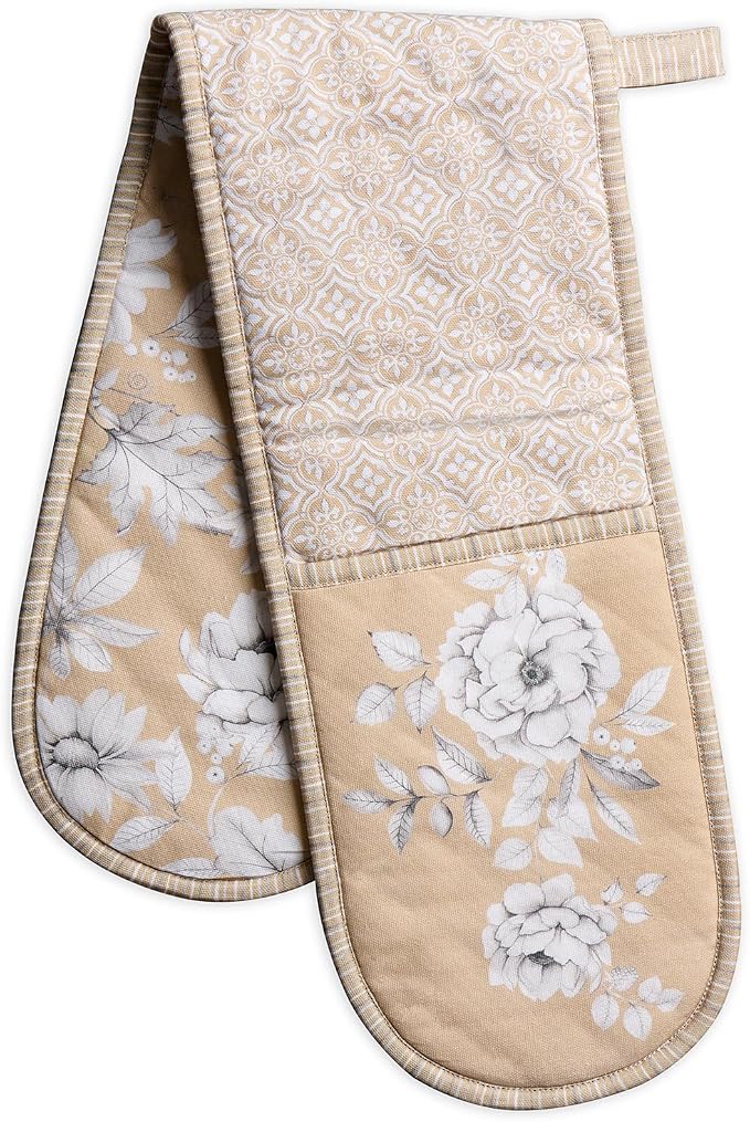Maison d' Hermine Double Oven Mitts 100% Cotton Double Oven Glove (7"x35") | Heat Resistant BBQ Cooking Gloves with Loop Baking Kitchen Home Hotel Farmhouse Thanksgiving Christmas - Pretty Autumn