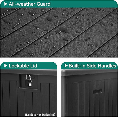 YITAHOME XXL 260 Gallon Large Deck Box,Outdoor Storage for Patio Furniture Cushions,Garden Tools with Flexible Divider,Waterproof,Lockable (Black)
