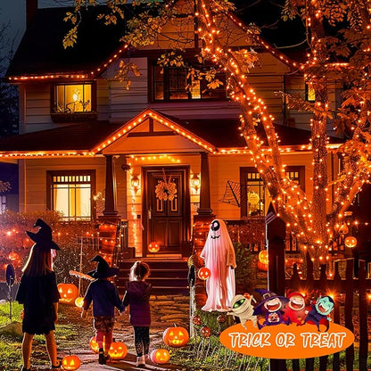 JMEXSUSS 2 Pack Solar String Lights Outdoor Waterproof, Total 400 LED 151FT Solar Christmas Lights Outdoor, 8 Modes Christmas Light for Outside Patio Yard Tree Decorations, Orange