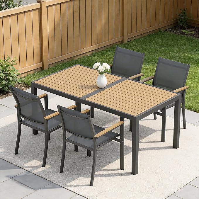 Aluminum Patio Chairs Set of 4 for All-Weather, Outdoor Patio Chairs with Breathable Quick-Drying Textilene, Outdoor Chair with 110° Ergonomic High Backrest for Porch, Patio, Garden, Deck, Backyard