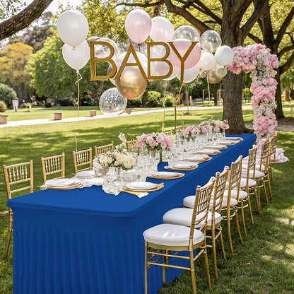 Smiry Spandex Elastic Fitted Table Cloth Skirt for 6FT Rectangle Table | Stretch Washable Table Cloth, Banquet Table Cover for Wedding, Party, Indoor & Trade Shows, (Blue, 72Lx36Wx30H)