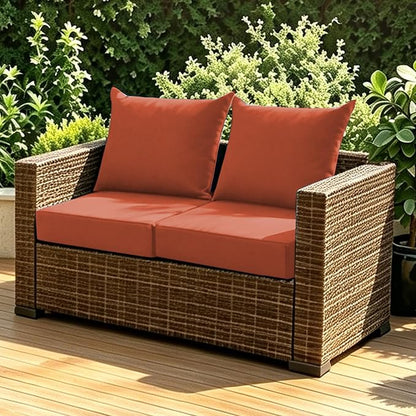 Patio Cushions for Outdoor Furniture, 24x24 Outdoor Couch Cushions, Waterproof & Fade-Resistant Patio Chair Cushions with Removable Cover, Replacement Outdoor Deep Seat Cushion, Spice (Set of 2)