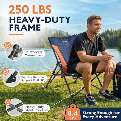 Alvantor® Camping Chair, High Back Folding Beach Chair Breathable for Outdoor, Ergonomic Backrest, Easy Use Portable Lawn Chair Seat for Travel, Fishing, Pinic, Sports Events, 20"x28"x28"