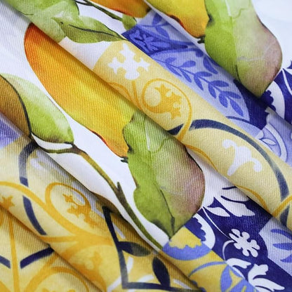SASTYBALE Summer Lemon Tablecloth Mediterranean Tile Table Cloth, Washable Water Resistant Rectangular Italian Themed Decor Table Cover for Party/Picnic/Indoor/Outdoor (Rectangle, 60" x 102", Blue)