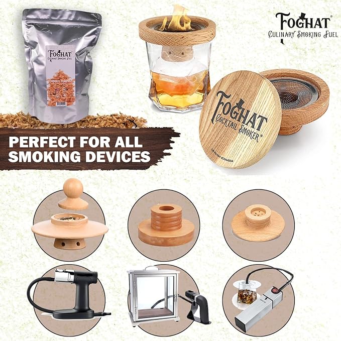 Foghat Cocktail Smoker Wood Chips - 100oz Cherry Tempest Shavings for Smoker, Whiskey & Drink Infuser Kit - All Natural, Culinary Wood Smoking Chips for Cocktail Smoke Gun & Drink Smokers - Bulk Pack