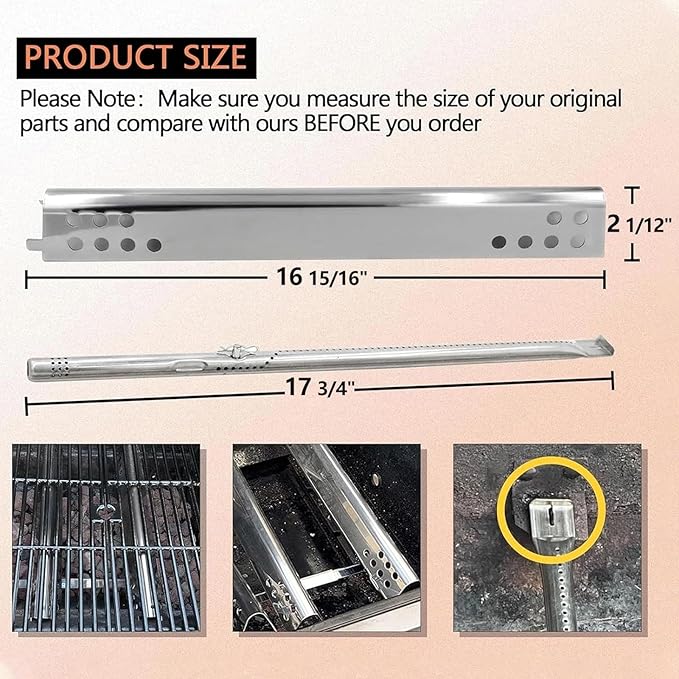 Hongso Grill Replacement Parts for Charbroil Performance 2-Burner 463625217 463673519 463673517 463673019 463673017 463673617 463673619 Models, Heat Plates, Burner Tubes, Crossover Tubes, G470-5200-W1