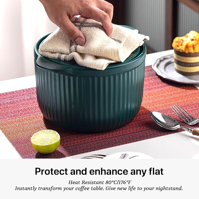 LEXMORE Placemats Set of 6 Vinyl/Plastic Woven Place Mats for Kitchen Table Indoor/Outdoor Washable Placemat Wipeable Dining Table Mats(Pomegranate Parade)