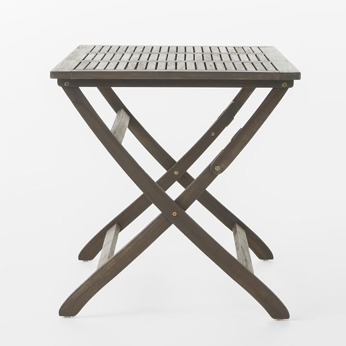 Christopher Knight Home Positano Outdoor Acacia Wood Foldable Dining Table, Grey Finish