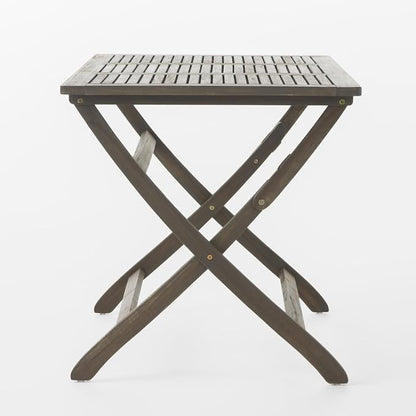 Christopher Knight Home Positano Outdoor Acacia Wood Foldable Dining Table, Grey Finish