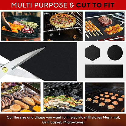 Grill Magic BBQ Grill Mat Set of 3-100% Nonstick Large Grilling Sheets - Heavy Duty Cooking Mats for Outdoor Grill Charcoal, Gas or Electric - Reusable, Extra Thick and Easy to Clean - 15.75 x 13