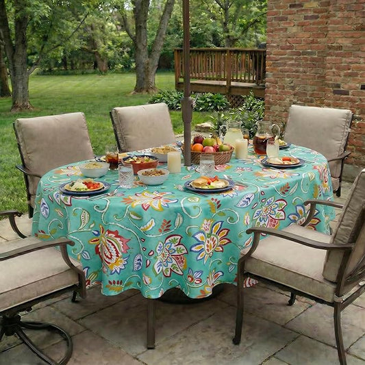 EHouseHome Outdoor Indoor Tablecloth with Umbrella Hole for Oval Table,Waterproof Patio Table Cloths, Spring/Summer Table Covers with Zipper for Backyard Circular Table/BBQs/Picnic,60 x 84 inches