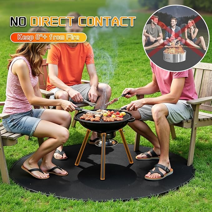 RICHIE 36" Round Fire Pit Mat, Double-Sided Fireproof Under Grill Mat, Heat Resistant Deck Patio Protector Pad for Solo Stove Bonfire & Outdoor BBQ
