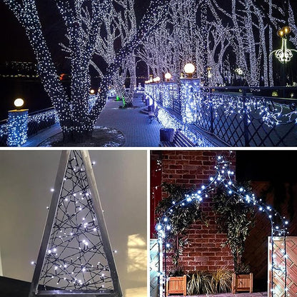 QITONG 500LED White String Lights, 165ft Christmas Lights Outdoor Waterproof with Plug in, Green Wire Twinkle Tree Lights Indoor with 8 Modes