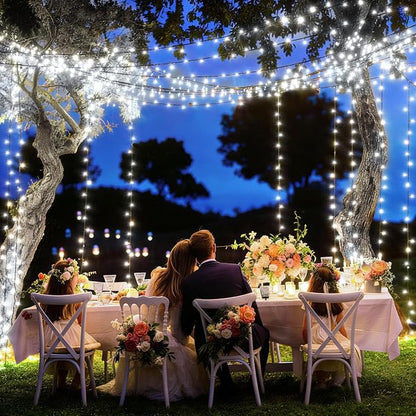XURISEN 403FT 1000 LED Christmas Lights Outdoor Green Wire String Lights 8 Modes with Timer Memory Waterproof Fairy Lights Plug in for Xmas Tree Wedding Yard Party Holiday Decorations(Cool White)