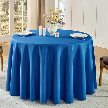 6 Pack Royal Blue Round Tablecloths 120 Inch for Dining Tables | Washable Decorative Linen Polyester Table Cover for Banquets Buffets Parties and Weddings