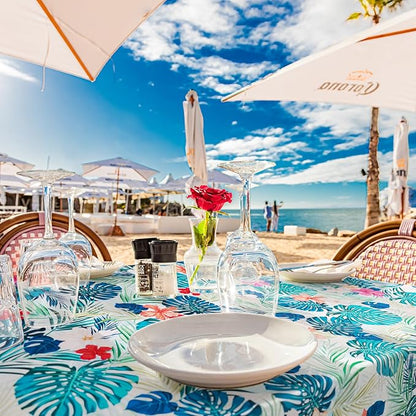 Outdoor Tablecloth with Umbrella Hole Umbrella Tablecloth Patio Tablecloths with Zipper for Courtyards, Terraces, and Beaches 60 x 120 in