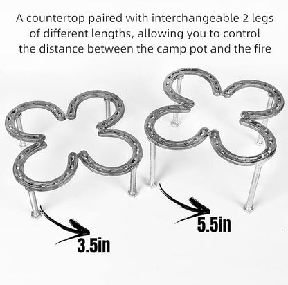 Campfire Dutch Oven Tripod For Cooking Made of Steel Horseshoes-Camping Cooking Tripod-Campfire Stand-Cast Iron Dutch Oven Tool(10.2"X 10.2")