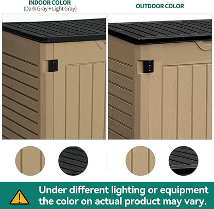 YITAHOME Outdoor Resilient Storage Shed, 35 Cu Ft Lockable Weatherproof Resin Unit, Fit for Garden Equipment, Simple Assembly (Brown)