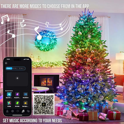 kemooie 164 FT 500 LED Christmas Lights Outdoor, RGB Color Changing Lights with Remote & APP Control, 9 Modes Plug in Green Wire Fairy Lights for Indoor Outdoor Room Garden Christmas Tree Party Decor