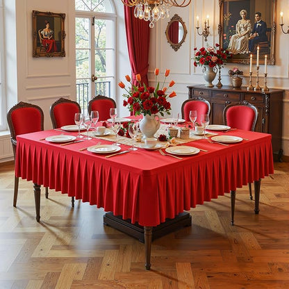 PARTISKY Red Spandex Square Tablecloths 60x60 Inch, Wrinkle Free Fitted Card Table Cloth Stretch Square Table Cover for Kitchen Dinner, Holiday Party, Wedding Banquet, Display Trade Show