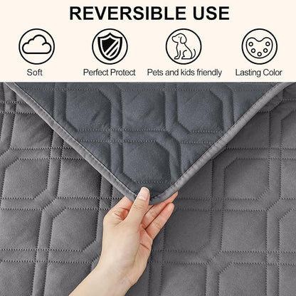 Smiry Reversible Waterproof Pet Couch Covers for Sofa | Washable Dog Couch Sofa Covers, Water Resistant Furniture Protector Slipcover, Geometric (30"x70", Grey/Dark Grey)