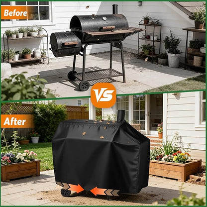 Charcoal Grill Cover for Royal-Gourme-t CC1830W 30-Inch Charcoal Grill, Smoker Grill Cover for CC1830SC 30-Inch Outdoor Grill Waterproof BBQ Grill Cover - 54" L×29" W×45" H, Black