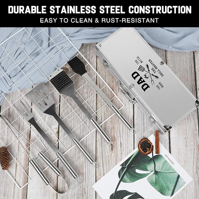 Dad Gifts for Fathers Day - Dad Birthday Present from Daughter, Heavy Duty BBQ Grilling Accessories Kit for Outdoor Grill - Ideal Gifts for Fathers Day