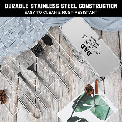 Dad Gifts for Fathers Day - Dad Birthday Present from Daughter, Heavy Duty BBQ Grilling Accessories Kit for Outdoor Grill - Ideal Gifts for Fathers Day