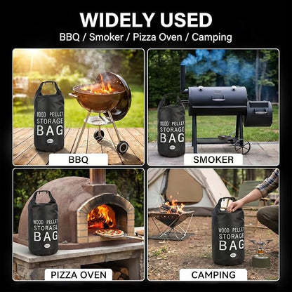 2 Pack 22LB Waterproof Wood Pellet Storage Bags with Handles | Smoker Pellet Storage Bin Bag, Wood Pellet Container for Smoker, BBQ Grill, Pizza Oven, Charcoal, Wood Chips & Heating Fuel