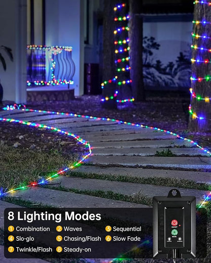 MERRIMAX M Solar Rope Lights Outdoor, 72FT 200LED, Multicolor | 8 Lighting Modes, Waterproof, Solar Powered Fairy Lights, For Party Garden Yard Home Holiday Tree Decoration